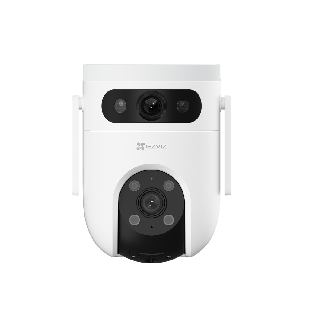 CÁMARA EXTERIOR PTZ, 5MP C/U (3K), LENTE DUAL, WIFI LENTE 2.8+6MM, LENTE PANORÁMICO Y GIRO DE 360°,H.265, ADMITE TARJETA MICROSD HASTA 512 GB.