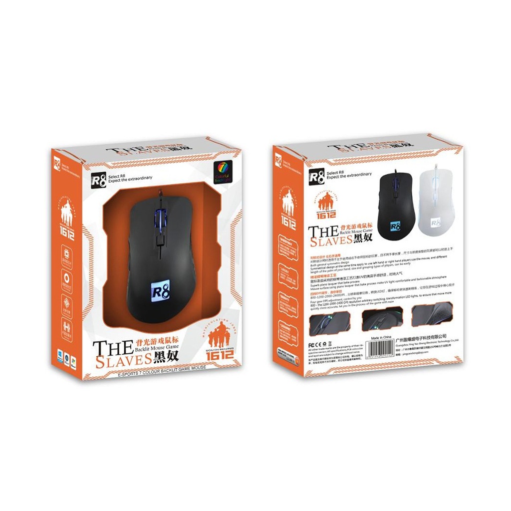 MOUSE OPTICO CON LUCES LIGERO 6D R8