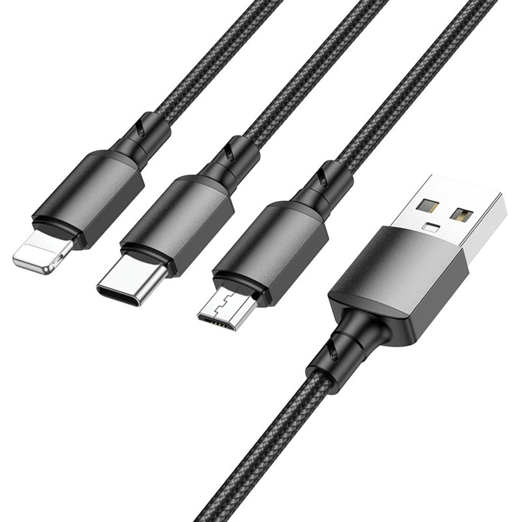 CABLE DE CARGA 3 EN 1 BX72 (IP+TIPO-C+MICRO), BOROFONE.