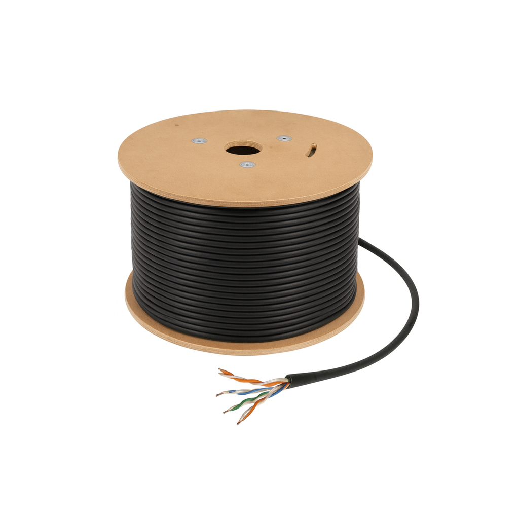 CABLE UTP NEGRO CAT5E 1000 FT 4PAIR, 100% COBRE, OUTDOOR, VXEL