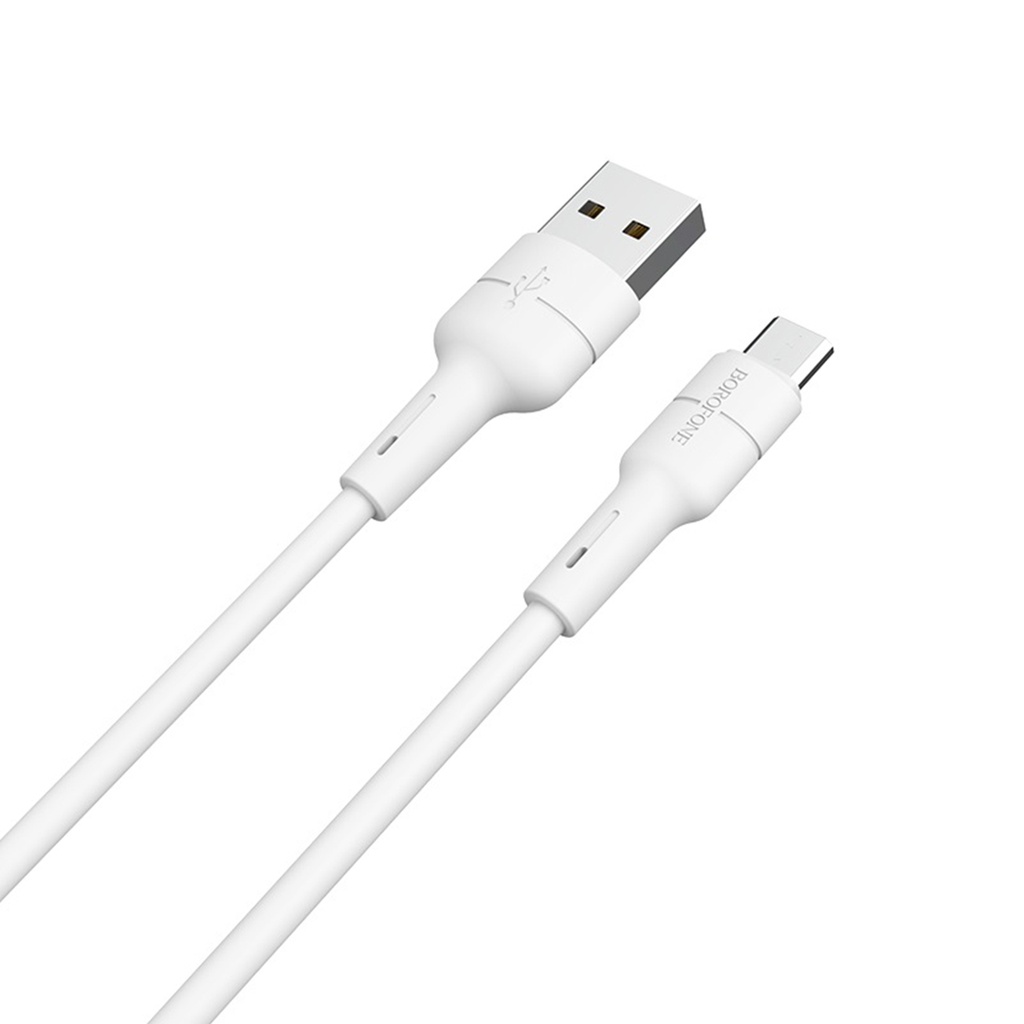 CABLE DE DATOS DE CARGA DE SILICONA BX30, BLANCO, PARA MICRO, BOROFONE.