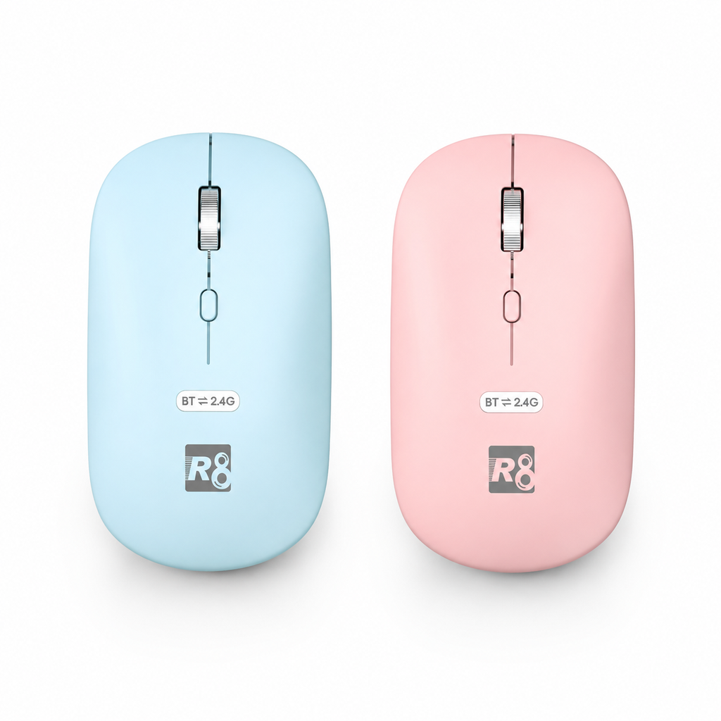 MOUSE INALÁMBRICO 4D VARIOS COLORES  2.4G Y BLUETOOTH, R8.