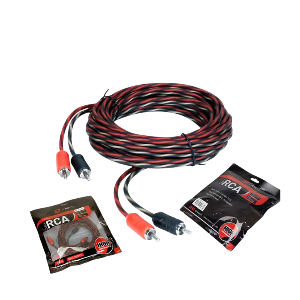 CABLE RCA 2 CANALES | CONDUCTOR OFC (COBRE LIBRE DE OXÍGENO)| REVESTIMIENTO| 15.0 FT | PVC TRANSPARENTE.